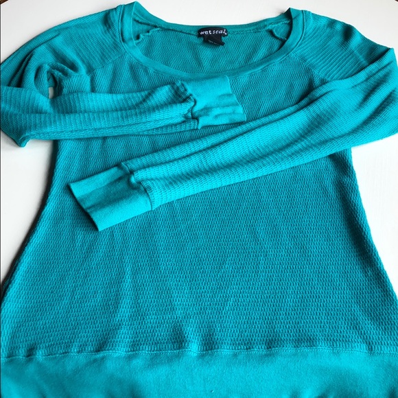 Wet Seal | Y2K Teal Turquoise Thermal | L - Picture 4 of 12